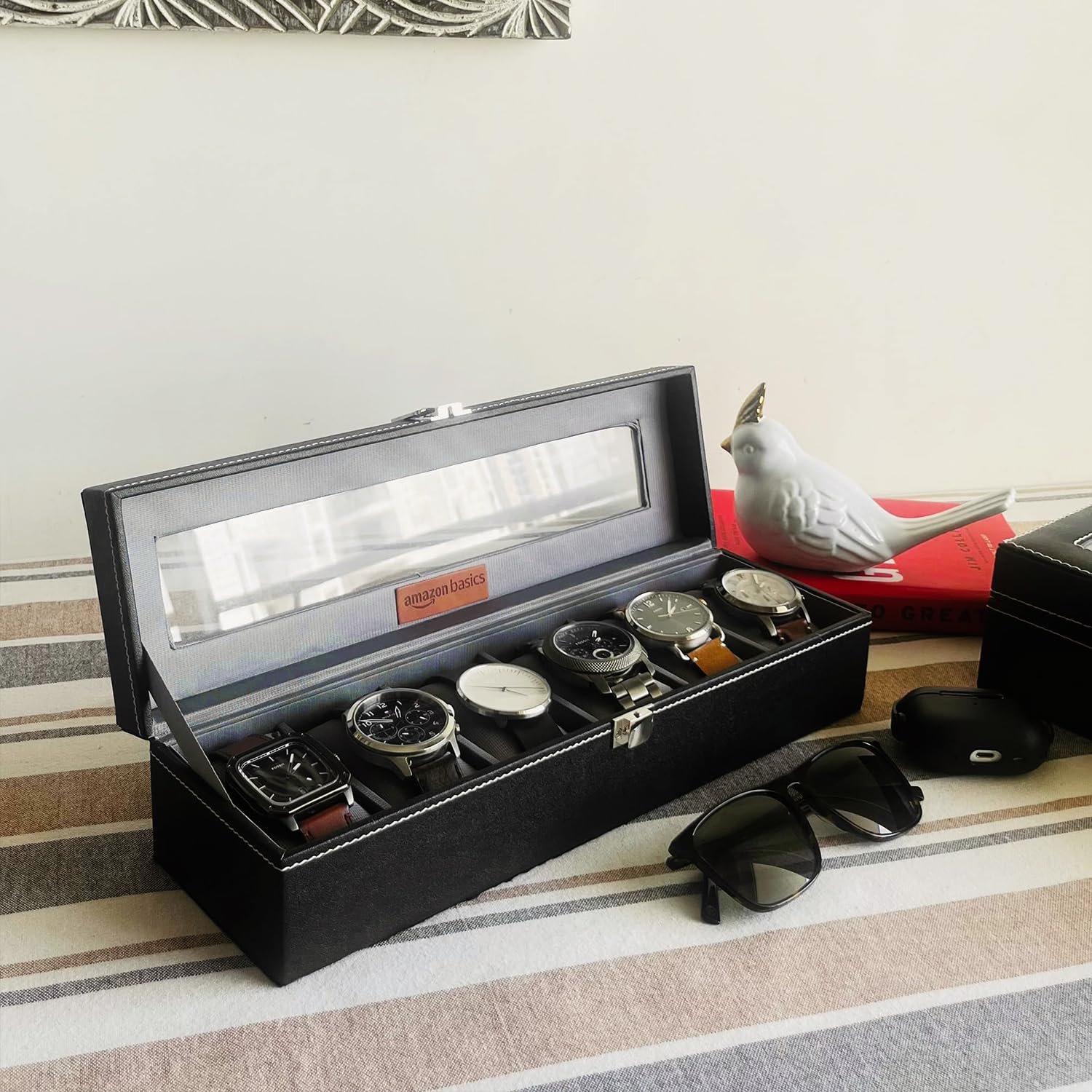 Basics Unisex Faux Leather Watch Organiser Box 1 Basics Unisex Faux Leather Watch Organiser Box